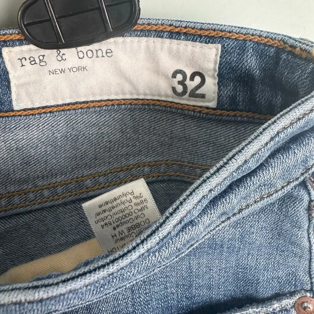 Rag & Bone Jean Women Size 32 Dre Low-Rise Slim Boyfriend Raw Hem Modele - Picture 7 of 8